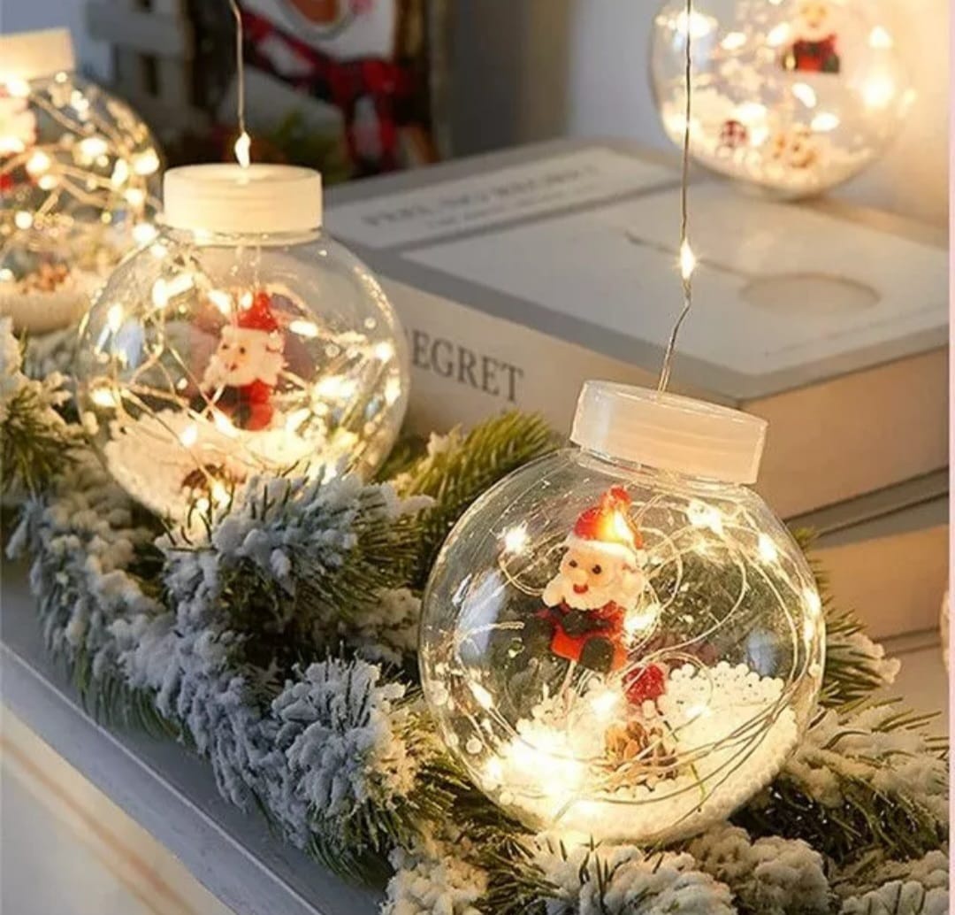 Aladdins Shop - Guirnalda De Luces De Navidad Esferas Con Nieve Viejito Pascuero 3 Metros