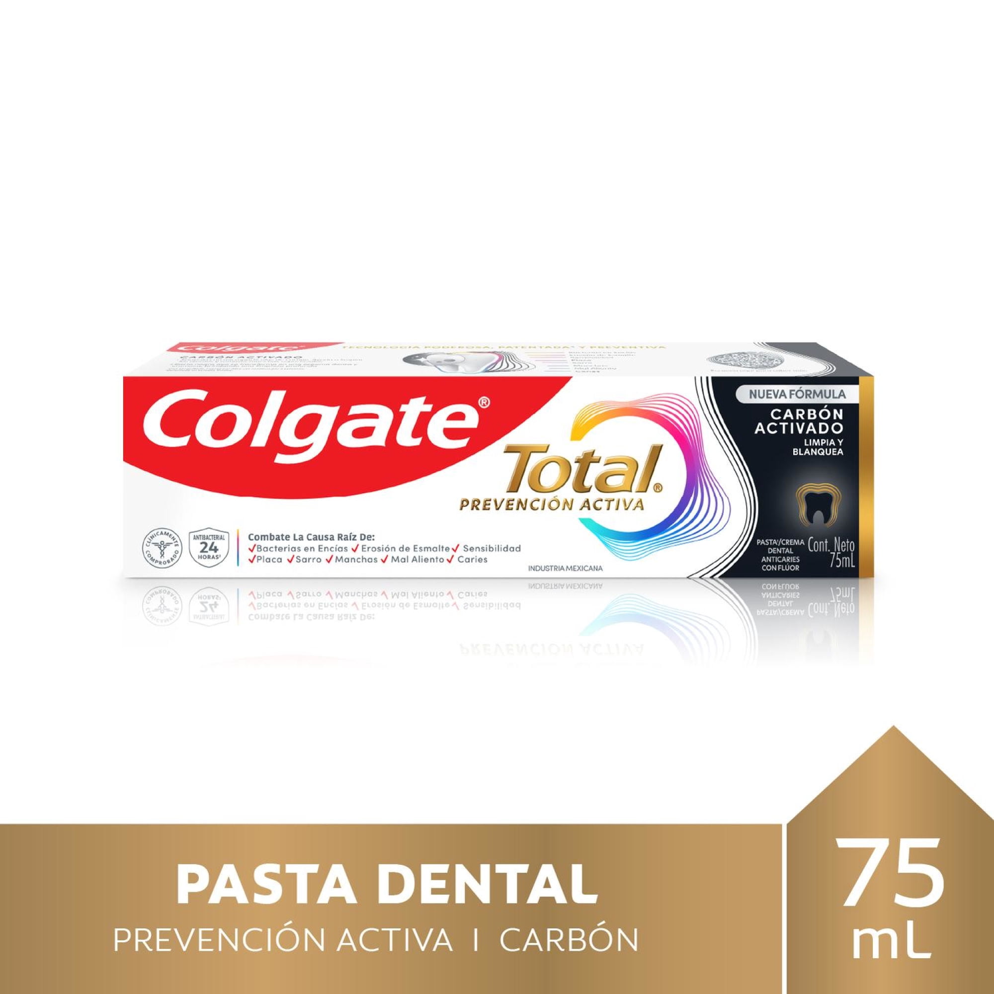 Crema Dental Anticaries Con Flúor Pasta Dental Colgate Total Carbón Activado Con Flúor
