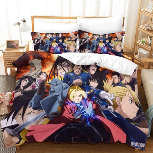 Fullmetal Alchemist G Quilt Duvet Cover Set Queen Children Bedclothes 3-Piece Bedding Set
