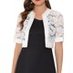 thumbnail image 1 of INSPIRE CHIC Bolero de Mujer Chaqueta Corta Panel de Satén Mangas Cortas Encaje Abierto Frontal Cárdigan Recortado Blanco L, 1 of 7