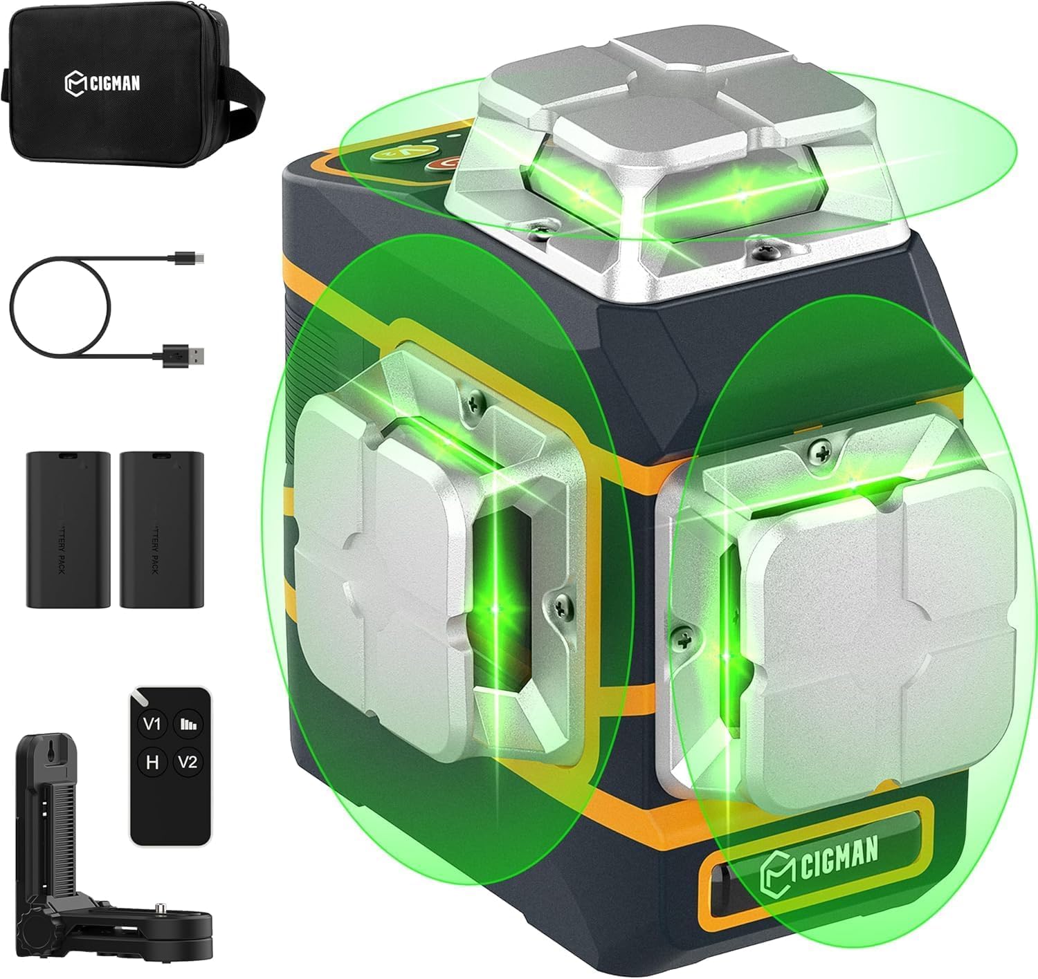 Nivel Láser Cigman Cm-801 Autonivelante 3X360° 3D Verde