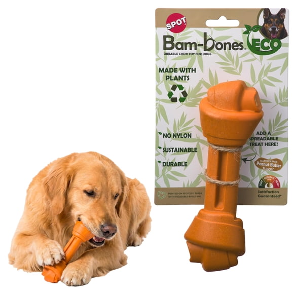 Juguete masticable para perros SPOT Bam-Bones Eco con mantequilla de cacahuete anudada