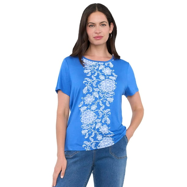 Polera Mujer Print Boho Celeste Corona