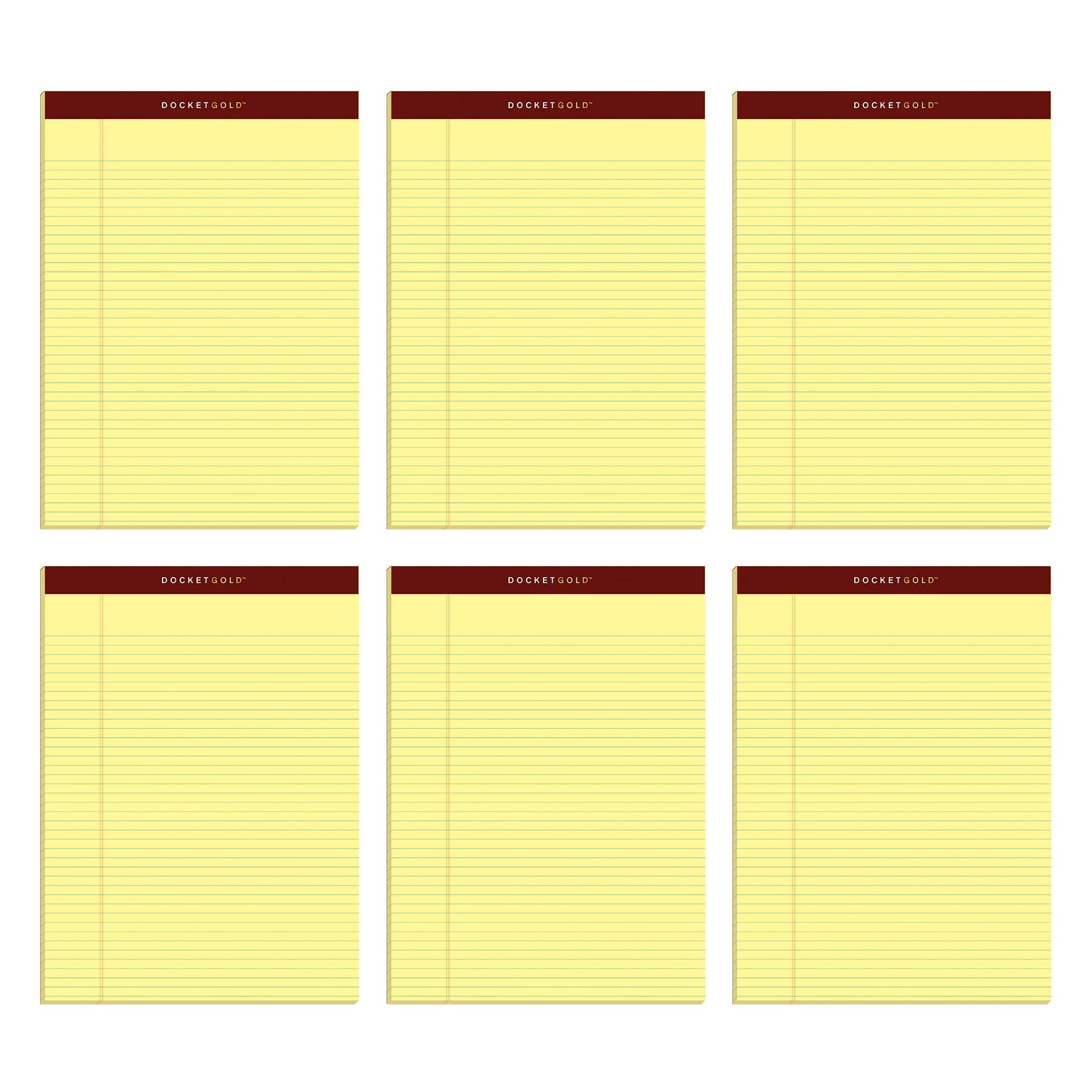 Legal Pads Tops Docket Gold, 8.5 X 11 Pulgadas, 50 Hojas, Paquete De 6