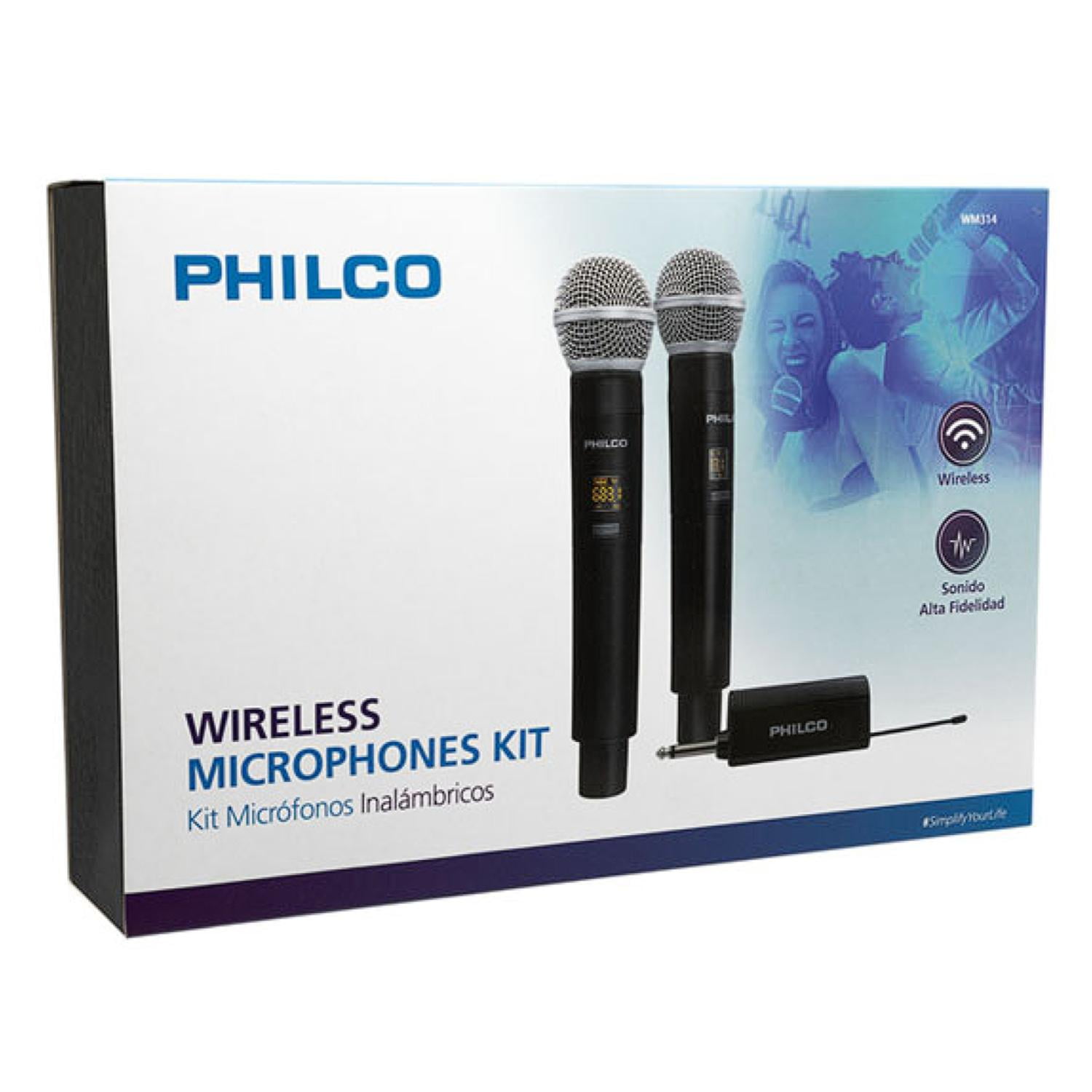 Philco - Kit 2 Microfonos Inalambricos Recargables Uhf 60m