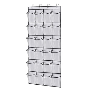 Magideal - Organizador De Zapatos Colgantes Estante De Almacenamiento De Zapatos Colgantes 24 Bolsillos Accesorio Plegable Portátil Para La Pared Del Dormitorio , Blanco