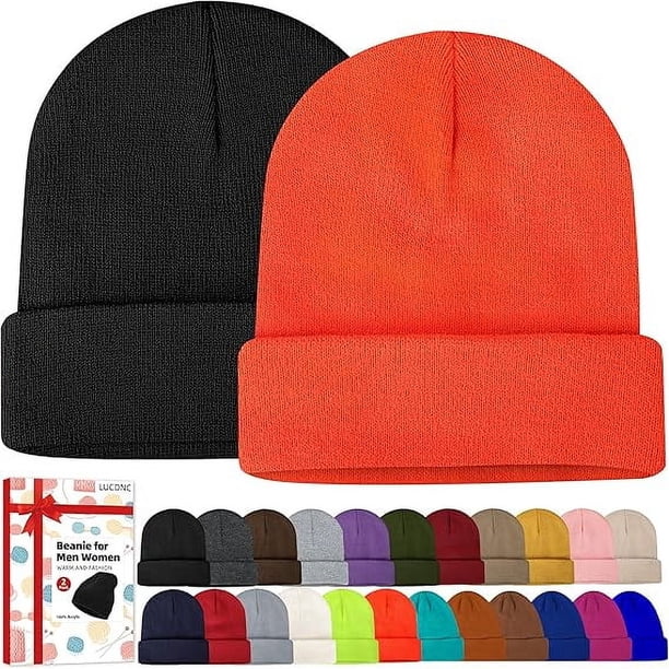 Gorros para hombre y mujer, paquete de 2, para otoño e invierno, unisex, cálidos, de punto, suaves, para esquí, CLT01