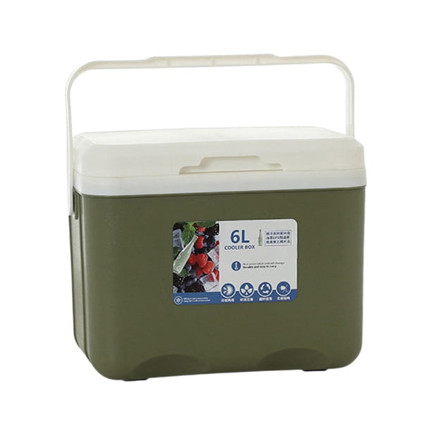 Caja enfriadora, caja aislada, almacenamiento Personal en frío, cofre de hielo portátil de 6L, pequeña caja de hielo duro para playa, barco, barbacoa, Verde