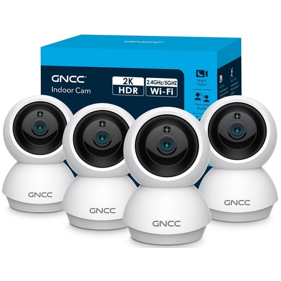 Cámara de Seguridad GNCC 2K WiFi Detección de Movimiento 360° Paquete de 4