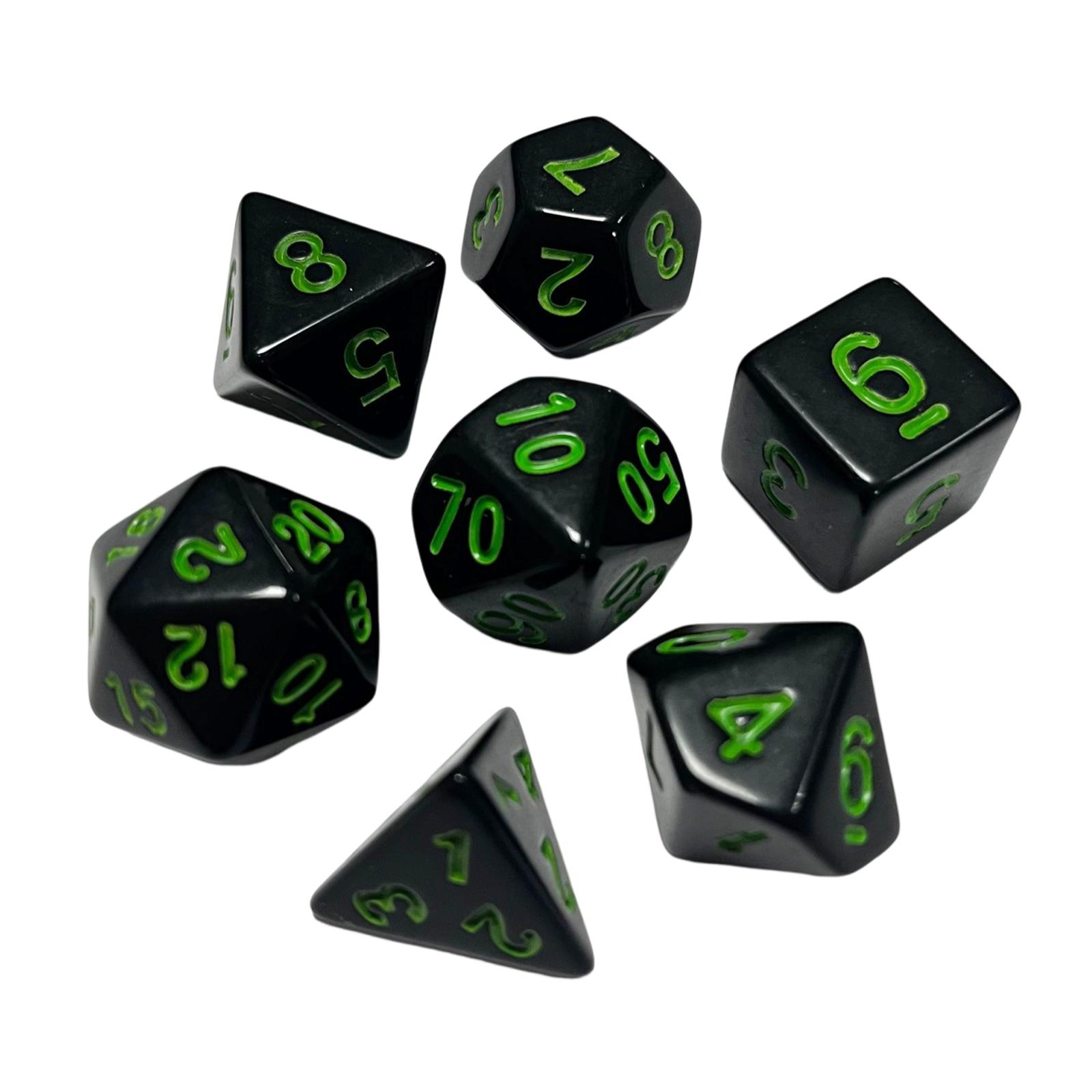 Magideal - 7 Piezas De Dados Poliédricos, Juguete De Entretenimiento, Juego De Dados Acrílicos Multifuncionales De Varios Lados, Juego De Mesa, Juego De Dados Verde