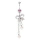 thumbnail image 2 of Joyeria Piercing Anillo De Ombligo Vientre Cristal Mariposa Lazo Perla Cuelga, 2 of 3