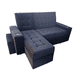 thumbnail image 3 of Sofá Cama L Negro Felpa 3 Plazas 200 cm con Baúl y Puffs, 3 of 5