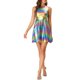 thumbnail image 5 of INSPIRE CHIC Vestido de Mujer Sin Mangas Cintura Alta Brillante Ajustado y Acampanado Mini Vestido Azul Púrpura M, 5 of 7