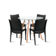thumbnail image 1 of Comedor Mesa Eames de vidrio 100cm + 4 Sillas de terraza exterior - Negras, 1 of 8