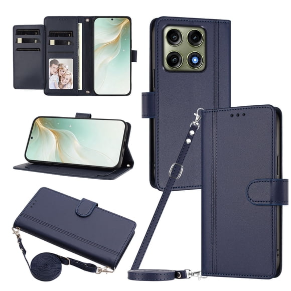 Motorola Edge 70 Pro Funda Billetera con Cierre Magnético, Azul