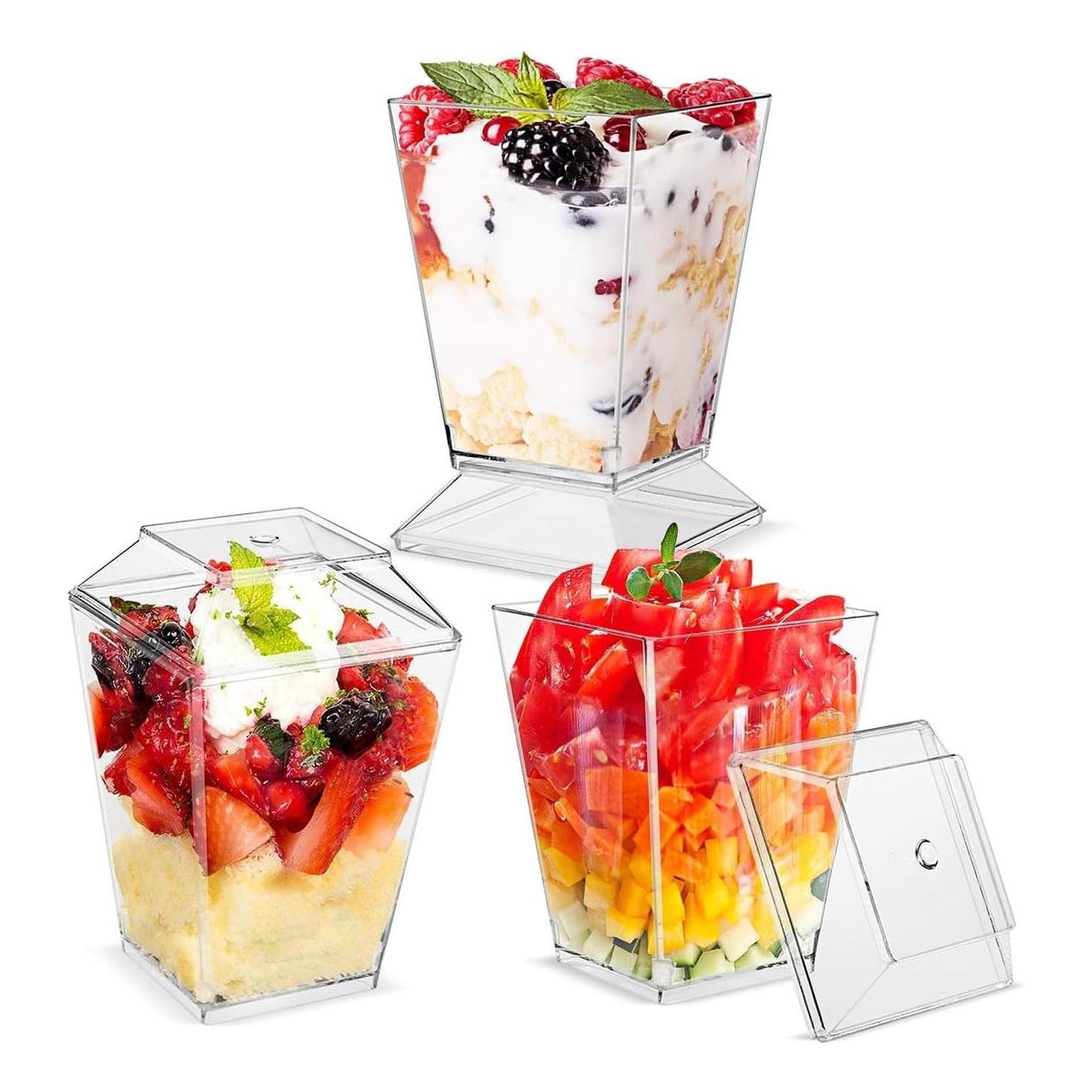Pasteleriuscl - 20 Vasos Para Postres Set De Vasos Shot Postres C/tapa 110ml Blanco