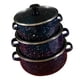 thumbnail image 1 of 3 piezas Sockpot de esmalte con utensilios de cocina de tapa fácil de limpiar la olla de alimento portátil reutilizable para cocina para bodas para el azul, 1 of 5