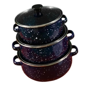 Magideal - 3 Piezas Sockpot De Esmalte Con Utensilios De Cocina De Tapa Fácil De Limpiar La Olla De Alimento Portátil Reutilizable Para Cocina Para Bodas Para El Azul