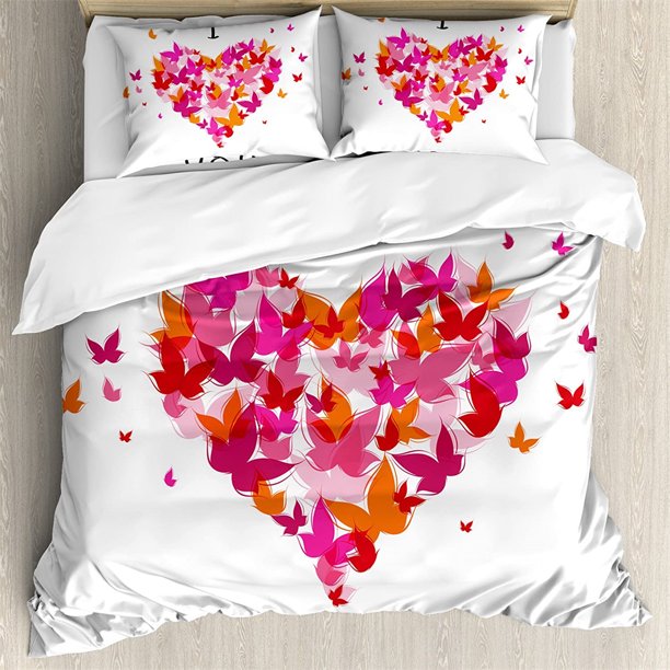 Butterfly love 3Pcs Bedding Sets 3D Digital Printing Custom Quilt Duvet Cover Set Home Queen King Quilt Pillowcase