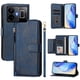 thumbnail image 3 of Funda tipo cartera para Realme GT3 5G con bolsillo con cremallera, tarjetero, soporte, correa para la muñeca y tapa de cuero azul, 3 of 5