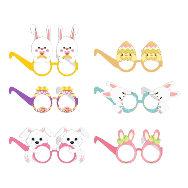Paquete de 6 marcos de gafas de Pascua, decoración de fiesta de Pascua, orejas de conejo de Pascua, huevos, gafas, accesorios de disfraces, regalos de , Estilo un Estilo A