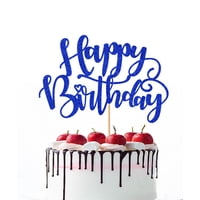 Adorno Para Pastel Naicaek Artesanal Con Brillantina Feliz Cumpleaños Azul