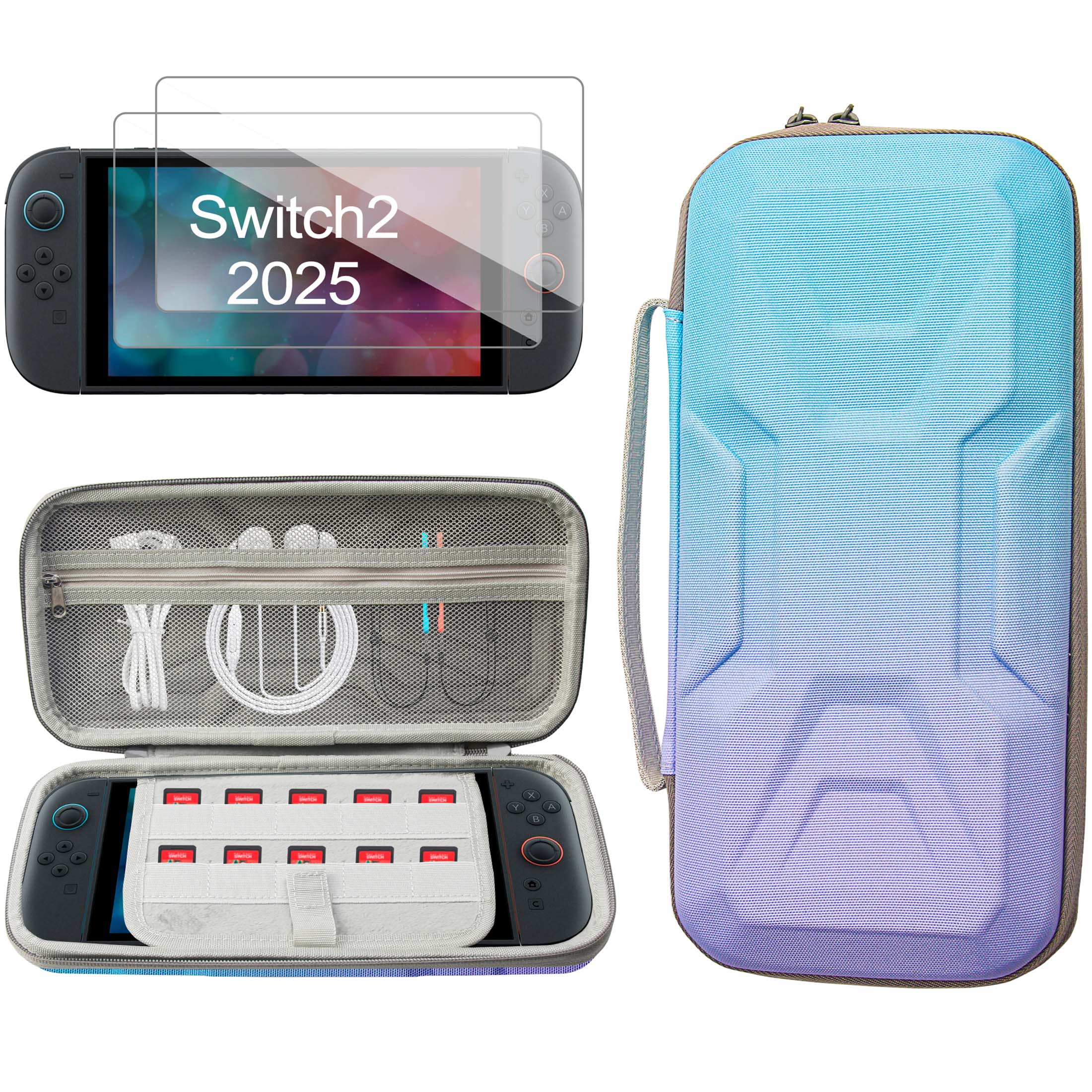 Genérico - Estuche Portátil Para Nintendo Switch 2 - Funda De Viaje Con Diseño Mecánico, 2 Protectores De Pantalla Hd Y 10 Ranuras Para Juegos | Resistente Al Agua Y Antigolpes