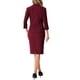 thumbnail image 3 of INSPIRE CHIC Traje de Mujer de 2 Piezas Conjunto de Atuendo de Maestra para Regreso a Clases Blazer sin Cuello de Manga 3/4 Falda Lápiz de Cintura Alta Conjuntos de Trabajo Rojo Oscuro M, 3 of 6