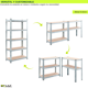 thumbnail image 4 of Estante Rack 18x90x60 Repisa Galvanizado 5 Niveles, 4 of 6