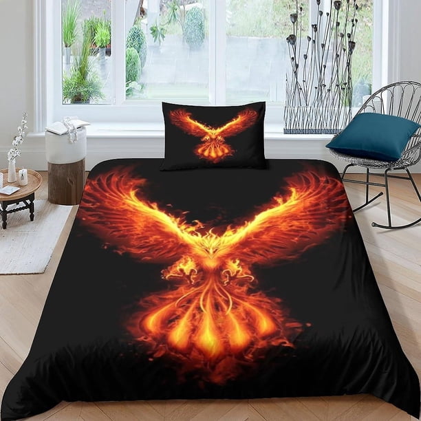 Funda Nórdica Phoenix Con Estampado De Doble Llama Juego De Ropa De Cama De Microfibra Suave Y Ligera Con Cierre De Cremallera Funda Nórdica Individual