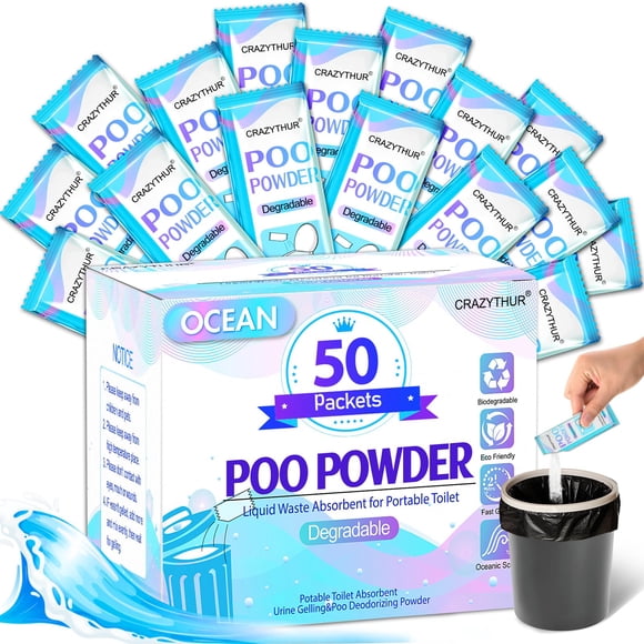 Gel para inodoro portátil CRAZYTHUR, 50 sobres, aroma océano