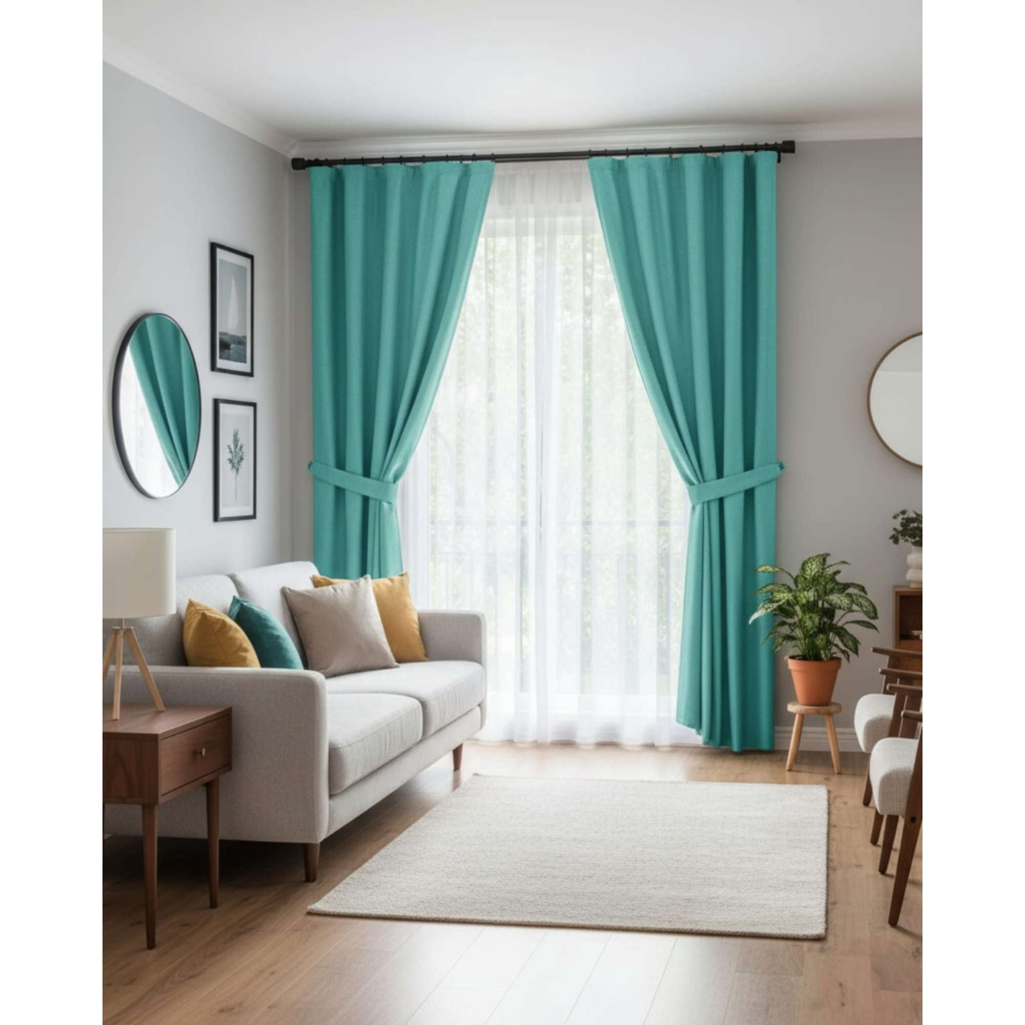 Mylhogar - Set De Cortinas Blackout Engomadas Modernas De Lujo