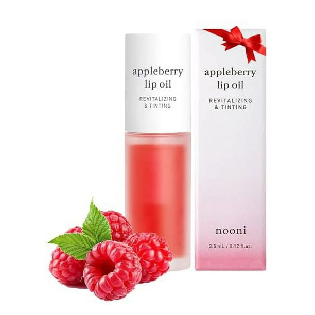 NOONI Aceite de Labios Coreano - Appleberry | Tinte, Regalo, Hidratante, Revitalizante y Colorante para Labios Secos con Extracto de Fruta de Frambuesa, 0,12 Fl Oz, Regalo de Navidad