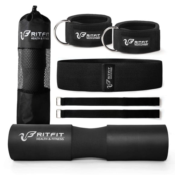 Set de almohadilla para sentadillas con barra RitFit con banda de resistencia y correas