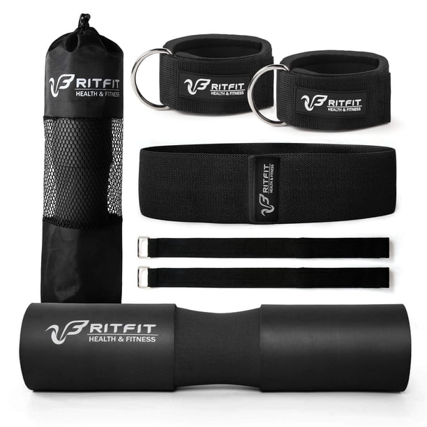 Set de almohadilla para sentadillas con barra RitFit con banda de resistencia y correas