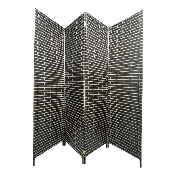Biombo De Madera Resistente 4 Paneles Ladrillo 180cmx180cm vino