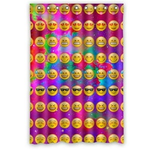 Pinghai - Cortina De Ducha Emojis, Juego De Cortina De Baño Con Ganchos, Tamaño 48 X 72 Pulgadas