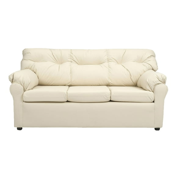 Sofá América 3 Cuerpos Cuero Sintético Beige