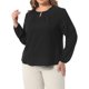 thumbnail image 4 of Agnes Orinda Ropa de Halloween para Mujeres de Talla Grande Cuello Redondo Plisado Curvado con Abertura Manga Larga Blusas de Gasa para Trabajo 4X Negro, 4 of 6