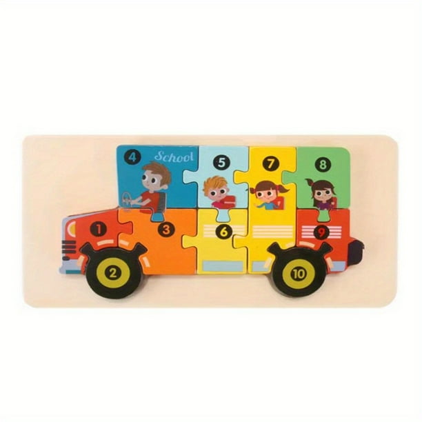 Wooden Early Education Cognition Children's Educational Toys Building Blocks, Animal Traffic Shape Matching 3d Three-dimensional Puzzle