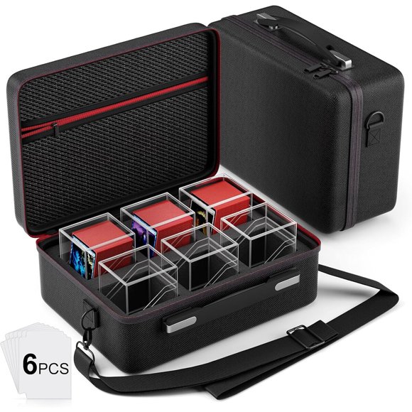 Proijeut Card Deck Box with Portable Case, 6 Pack Clear Comm