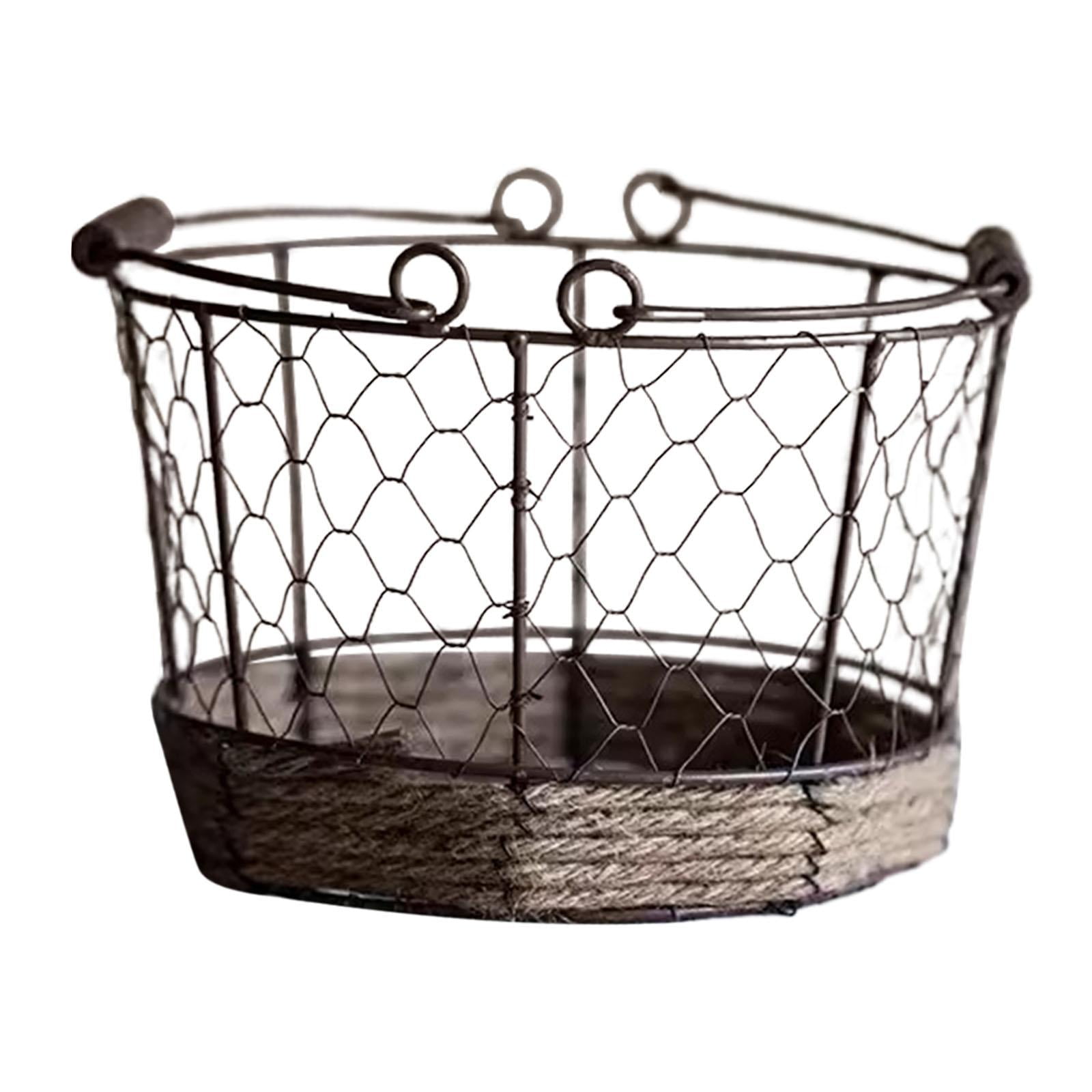 Magideal - Cesta De Almacenamiento De Alambre Para Huevos, Cesta De Colección, Cuenco Para Servir Portátil Multiusos, Cesta De Almacenamiento Redonda Para Baño S