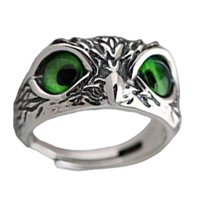 Ioensy - Demon Eye Owl Anillos Retro Elegante Anillo Llamativo Para Pareja Amantes Hombres Mujeres Verde