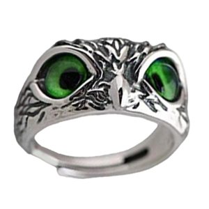 Ioensy - Demon Eye Owl Anillos Retro Elegante Anillo Llamativo Para Pareja Amantes Hombres Mujeres Verde