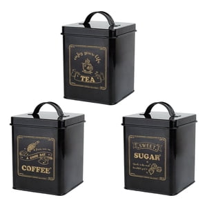 Bothyi - Juego De 3 Recipientes Para Encimera De Cocina, Elegantes Decoraciones Rústicas Para Oficina, Dormitorio, Cafetería, Color Negro