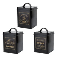 Bothyi - Juego De 3 Recipientes Para Encimera De Cocina, Elegantes Decoraciones Rústicas Para Oficina, Dormitorio, Cafetería, Color Negro