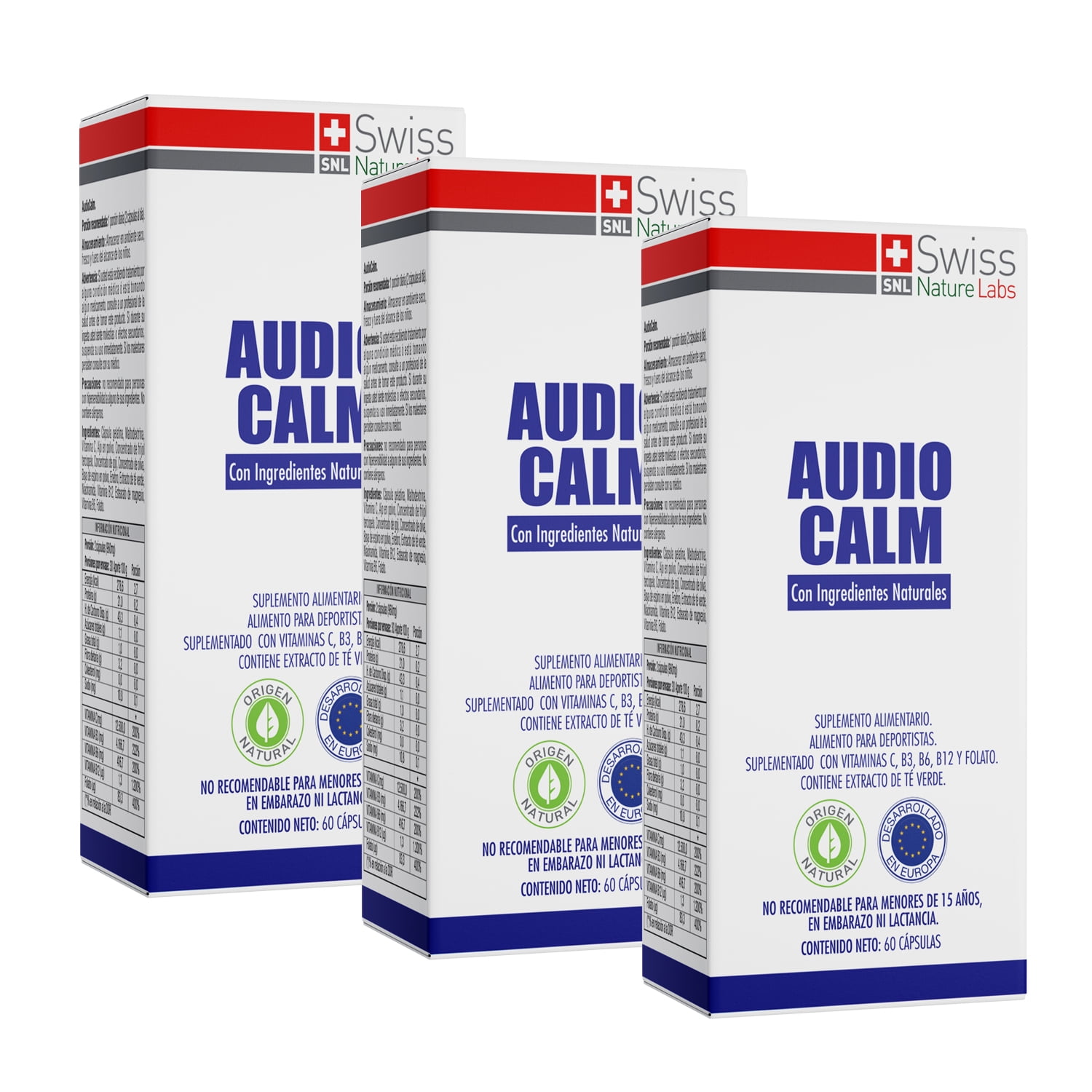 Swiss Nature Labs - Audio Calm Suplemento Alimentario - Pack 3 Meses
