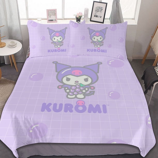 Kuromi And My Melody Duvet Cover Set 3-Piece Bedding Set Soft Warm And Comfortable Soft Bed Set for Bedroom All Season