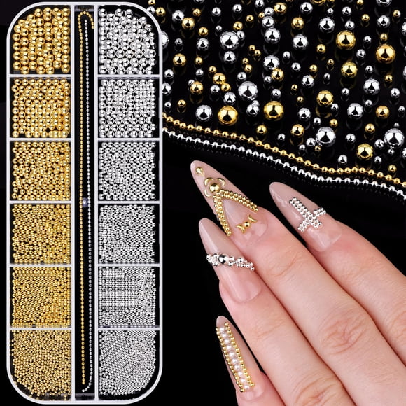 CRAFT BEAD BELLEBOOST Mini Cuentas Metálicas para Uñas Oro y Plata