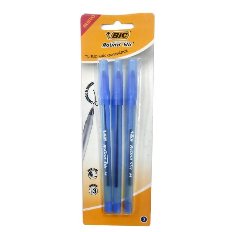 Bolígrafos Punta Media 1mm - 3 Azules Bic